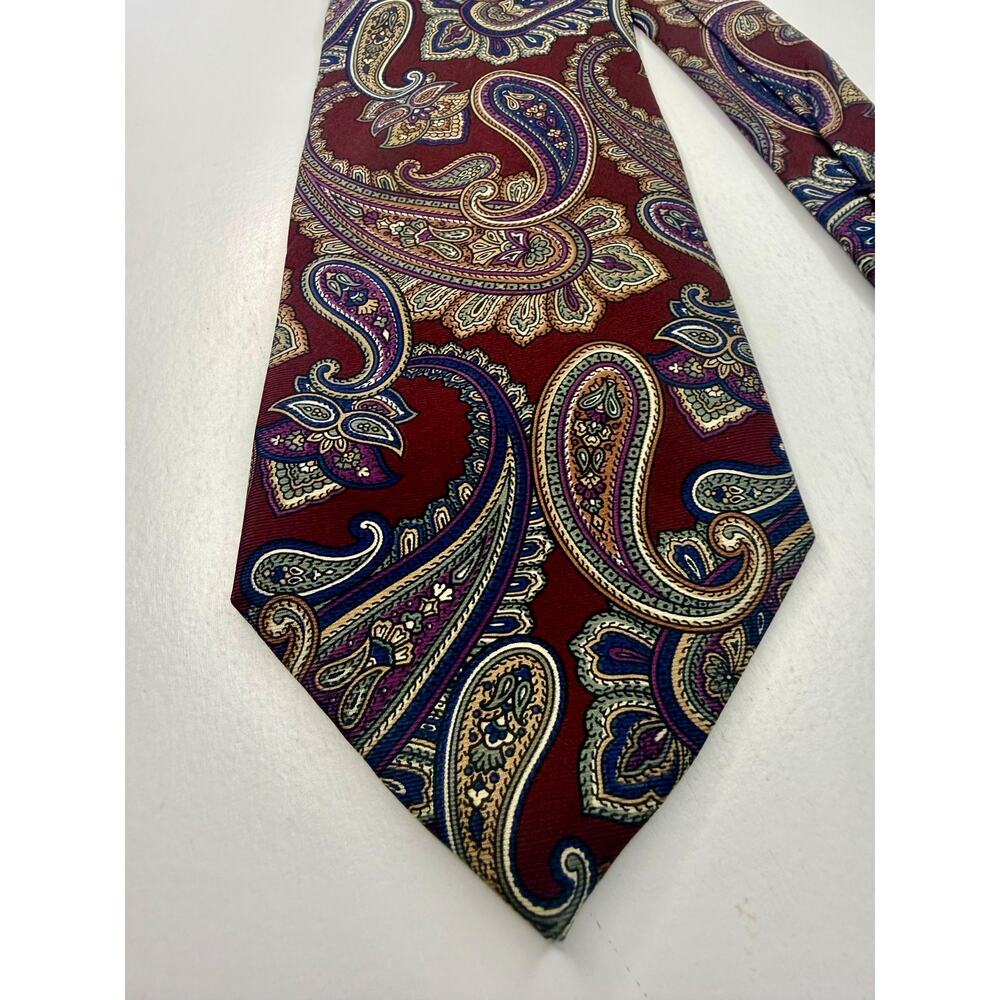 Vintage Christian Dior Monsieur Silk Tie |Burgundy & Navy Paisley Designer| USA